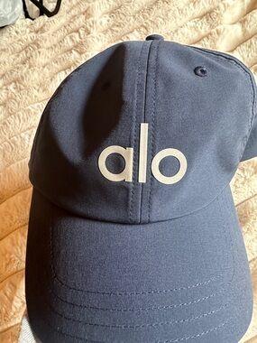 ALO Yoga Navy Embossed Logo Baseball Cap